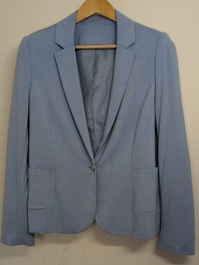 LIGHT BLUE SINGLE BUTTON TAILORED BLAZER JACKET SIZE MEDIUM